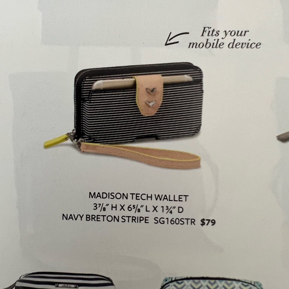 Stella & Dot Madison Tech Wallet - navy breton stripe - Picture 5 of 5